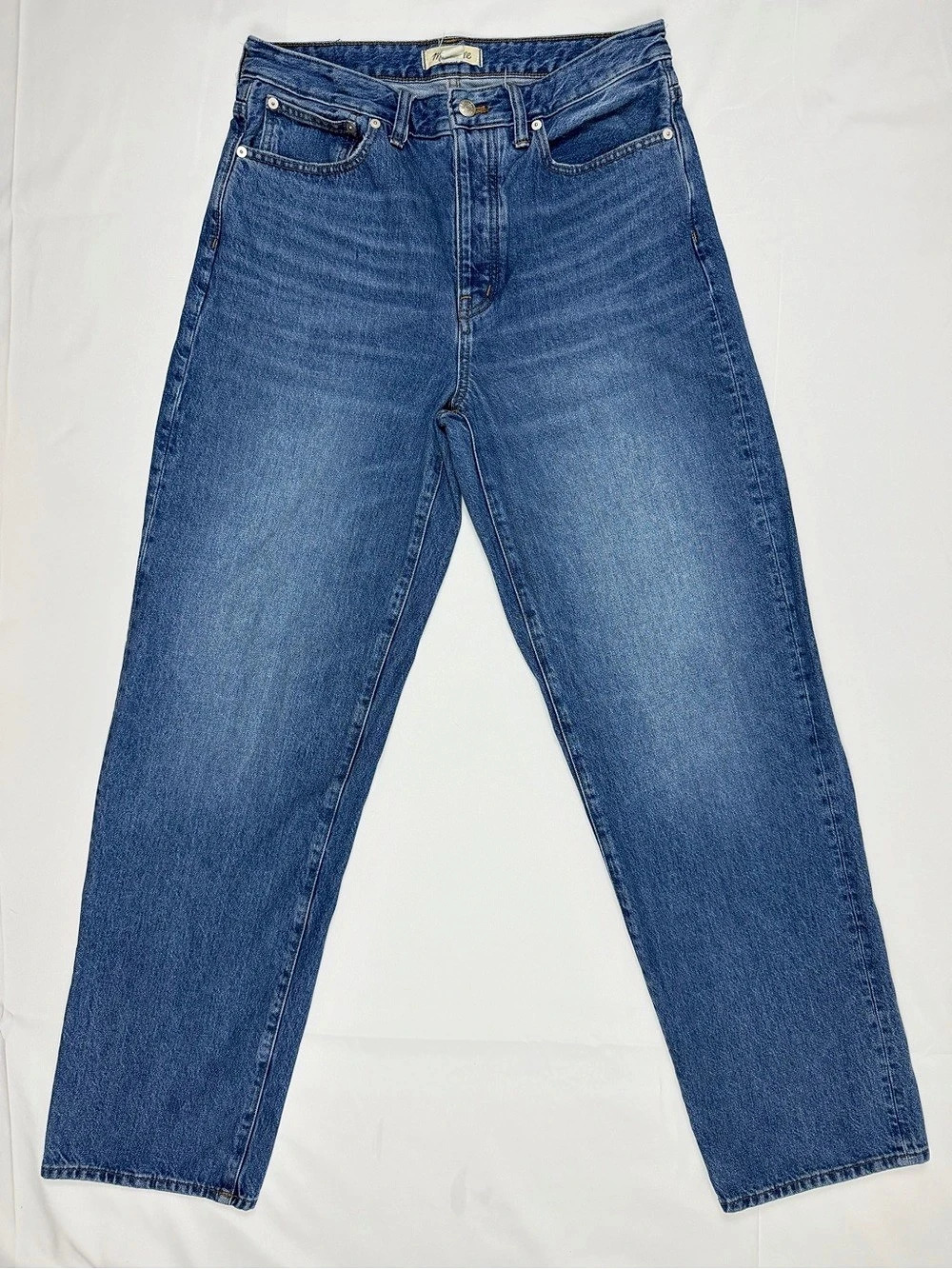 Madewell Curvy Low Slung Straight Jeans 28T Tall Button Fly 100% Cotton Denim
